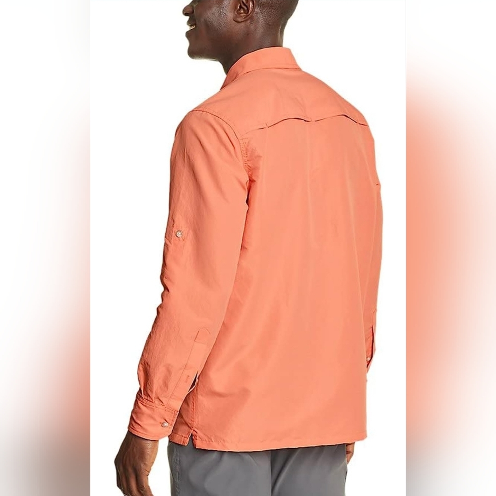 Eddie Bauer Men's Ripstop Guide Long-Sleeve Shirt (dusty coral) size - Picture 2 of 3